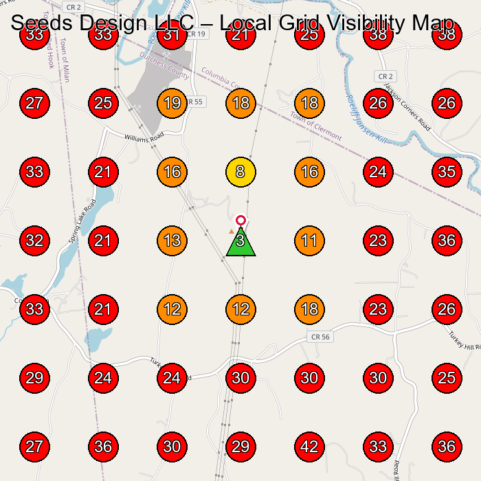 Seeds Design LLC GeoGrid visibility map for Phone Repair Service in None
